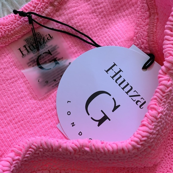 NWT hunza g duo twist front 2 piece bikini set in lilac/bubblegum - Picture 7 of 7